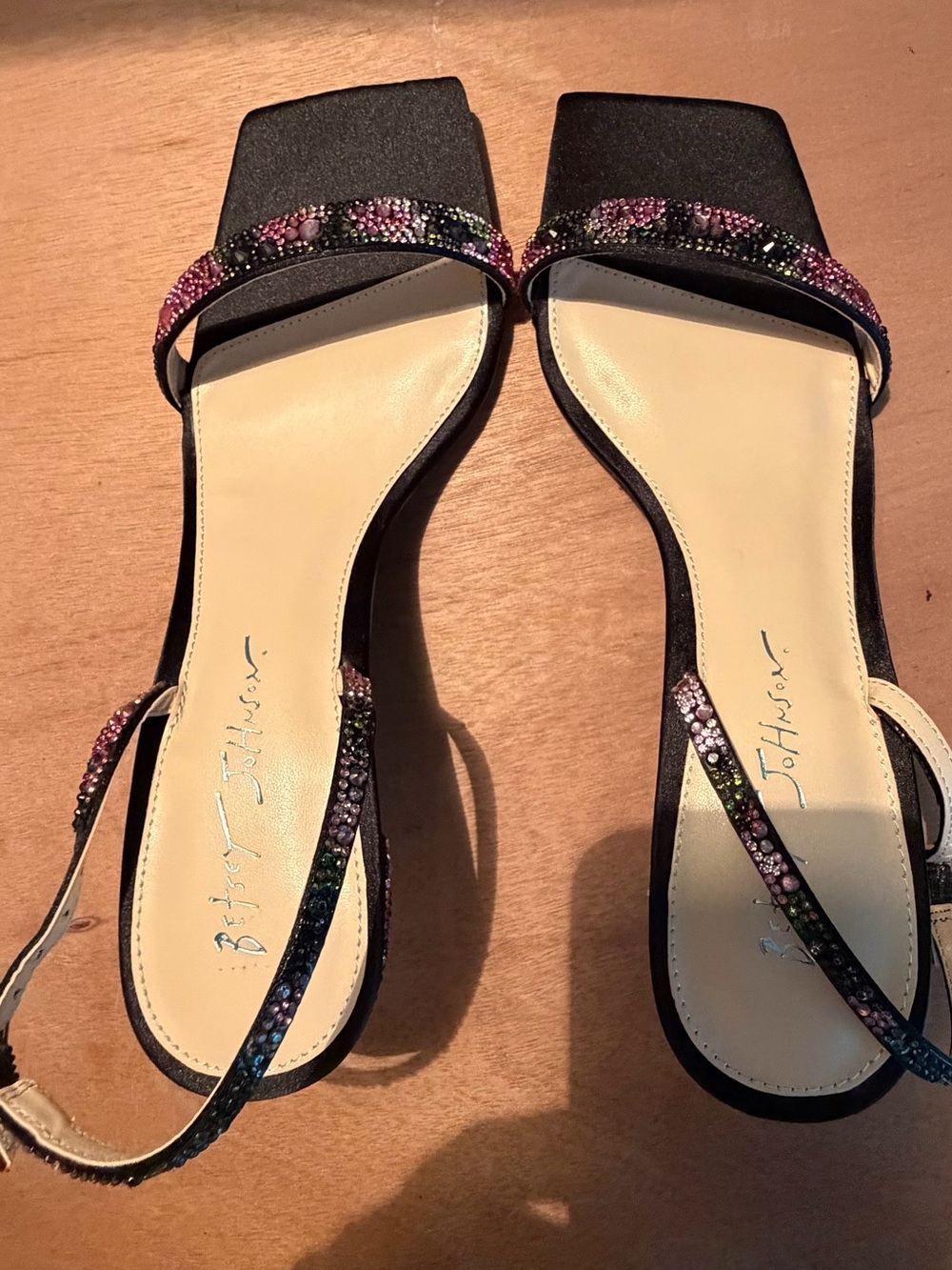 Betsey Johnson Black Slingback Sandal with Multicolor Crystal Accents - Picture 5 of 6
